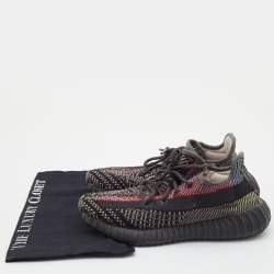 Pre Owned Adidas Yeezy Boost Black Knit Fabric 350 V2 Yecheil (Non-Reflective) Sneakers Size 38 2/3