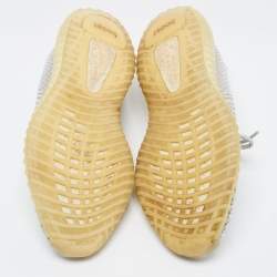 مملوكة مسبقًا Yeezy x Adidas White/Grey Knit Fabric Boost 350 V2 Static Reflective Sneakers Size 45 1/3