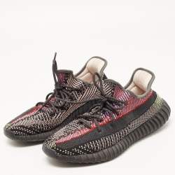 Pre Owned Yeezy x Adidas Black Knit Fabric Boost 350 V2 Yecheil Sneakers Size 44