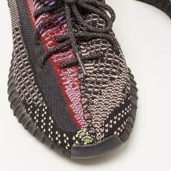 Pre Owned Yeezy x Adidas Black Knit Fabric Boost 350 V2 Yecheil Sneakers Size 44
