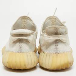 Pre Owned Yeezy x Adidas White Knit Fabric Boost 350 V2 Triple White Sneakers Size 44