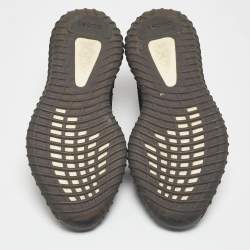 Pre Owned Adidas Yeezy Boost Black Knit Fabric 350 V2 Core Black Green Sneakers Size 44