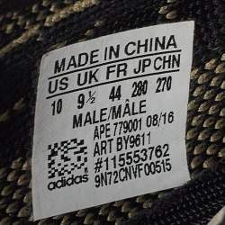 Pre Owned Adidas Yeezy Boost Black Knit Fabric 350 V2 Core Black Green Sneakers Size 44