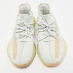 Pre Owned Yeezy x Adidas Light Green/Beige Knit Fabric Boost 350 V 2 hyperspace Sneakers Size 43 2/3