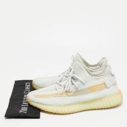 Pre Owned Yeezy x Adidas Light Green/Beige Knit Fabric Boost 350 V 2 hyperspace Sneakers Size 43 2/3