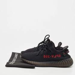 Adidas Yeezy Black Knit Fabric Boost 350 V2 Black Red Sneakers Size 40 2/3