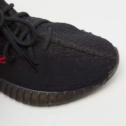 Adidas Yeezy Black Knit Fabric Boost 350 V2 Black Red Sneakers Size 40 2/3