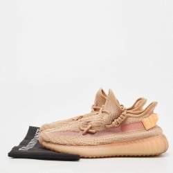 Pre Owned adidas Yeezy Orange Fabric and Mesh Boost 350 V2 Clay (Infant) Sneakers Size 41 2/3