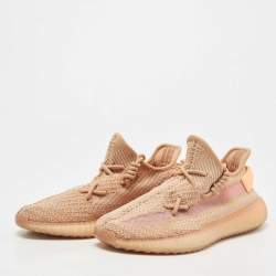 Pre Owned adidas Yeezy Orange Fabric and Mesh Boost 350 V2 Clay (Infant) Sneakers Size 41 2/3