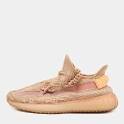 Pre Owned adidas Yeezy Orange Fabric and Mesh Boost 350 V2 Clay (Infant) Sneakers Size 41 2/3