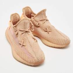 Pre Owned adidas Yeezy Orange Fabric and Mesh Boost 350 V2 Clay (Infant) Sneakers Size 41 2/3