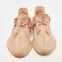Pre Owned adidas Yeezy Orange Fabric and Mesh Boost 350 V2 Clay (Infant) Sneakers Size 41 2/3
