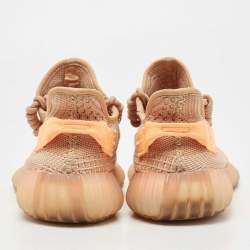 Pre Owned adidas Yeezy Orange Fabric and Mesh Boost 350 V2 Clay (Infant) Sneakers Size 41 2/3