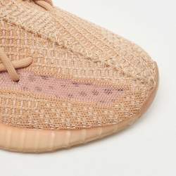 Pre Owned adidas Yeezy Orange Fabric and Mesh Boost 350 V2 Clay (Infant) Sneakers Size 41 2/3