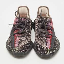 Pre Owned Yeezy x Adidas Black Knit Fabric Boost 350 V2 Yecheil Sneakers Size 42