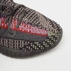 Pre Owned Yeezy x Adidas Black Knit Fabric Boost 350 V2 Yecheil Sneakers Size 42