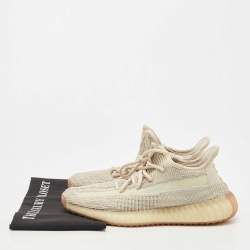 Pre Owned Yeezy x Adidas Two Tone Knit Fabric Boost 350 V2 Citrin Sneakers Size 41 1/3