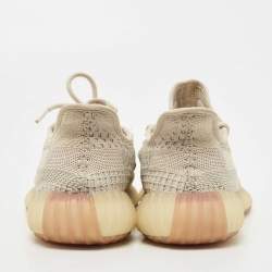 Pre Owned Yeezy x Adidas Two Tone Knit Fabric Boost 350 V2 Citrin Sneakers Size 41 1/3