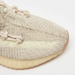 Pre Owned Yeezy x Adidas Two Tone Knit Fabric Boost 350 V2 Citrin Sneakers Size 41 1/3