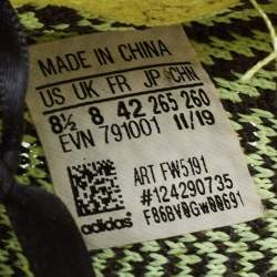 Pre Owned Yeezy x Adidas Neon Green/Black Knit Fabric Boost 350 V2 Yeezreel Sneakers Size 42