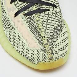Pre Owned Yeezy x Adidas Neon Green/Black Knit Fabric Boost 350 V2 Yeezreel Sneakers Size 42