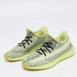 Yeezy x Adidas Neon Green/Black Knit Fabric Boost 350 V2 Yeezreel Sneakers Size 42