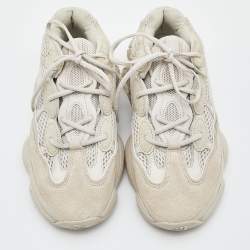 Pre Owned Yeezy x Adidas Cream Mesh, Leather and Suede 500 Blush Sneakers Size 40