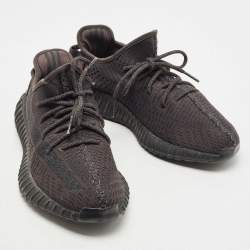 Pre Owned Yeezy x Adidas Black Knit Fabric Boost-350-V2-onyx Sneakers Size 42 1/3