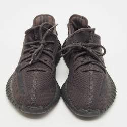 Pre Owned Yeezy x Adidas Black Knit Fabric Boost-350-V2-onyx Sneakers Size 42 1/3