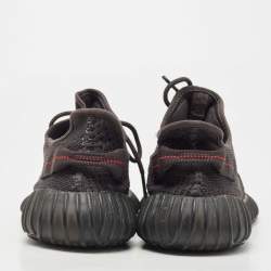 Pre Owned Yeezy x Adidas Black Knit Fabric Boost-350-V2-onyx Sneakers Size 42 1/3