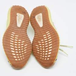 Pre Owned Yeezy x Adidas Neon Knit Fabric Boost 350 V2 Semi Frozen Yellow Sneakers Size 40 2/3