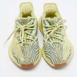 Pre Owned Yeezy x Adidas Neon Knit Fabric Boost 350 V2 Semi Frozen Yellow Sneakers Size 40 2/3