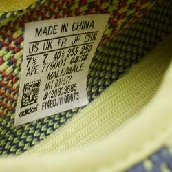 Pre Owned Yeezy x Adidas Neon Knit Fabric Boost 350 V2 Semi Frozen Yellow Sneakers Size 40 2/3