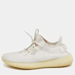 Yeezy x Adidas White Knit Fabric Boost 350 V2 Butter Sneakers Size