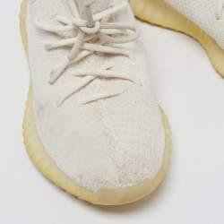 Pre Owned Yeezy x Adidas White Knit Fabric Boost 350 V2 Butter Sneakers Size 40 2/3