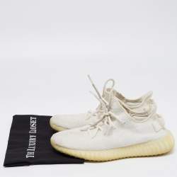 Pre Owned Yeezy x Adidas White Knit Fabric Boost 350 V2 Butter Sneakers Size 40 2/3