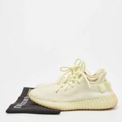 Pre Owned Yeezy x Adidas Green Knit Fabric Boost 350 V2 Butter Sneakers Size 37 1/3