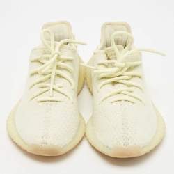 Pre Owned Yeezy x Adidas Green Knit Fabric Boost 350 V2 Butter Sneakers Size 37 1/3
