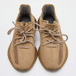 Pre Owned Yeezy x Adidas Brown Knit Fabric Boost 350 V2 Earth Sneakers Size 39 1/3