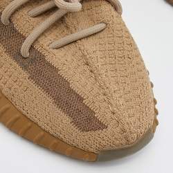 Pre Owned Yeezy x Adidas Brown Knit Fabric Boost 350 V2 Earth Sneakers Size 39 1/3