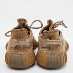 Pre Owned Yeezy x Adidas Brown Knit Fabric Boost 350 V2 Earth Sneakers Size 39 1/3