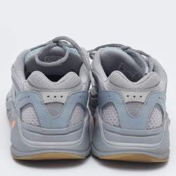 Pre Owned Yeezy x adidas Grey/Blue Suede and Mesh Boost 700 V2 Inertia Sneakers Size 43 1/3