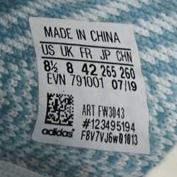 Pre Owned Yeezy x Adidas Blue/White Knit Fabric Boost 350 V2 Cloud- White Sneakers Size 42