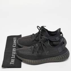Pre Owned Yeezy X Adidas Black Knit Fabric Boost 350 V2 Static Black Sneakers Size 41 1/3