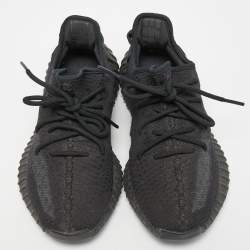 Pre Owned Yeezy X Adidas Black Knit Fabric Boost 350 V2 Static Black Sneakers Size 41 1/3