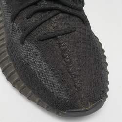 Pre Owned Yeezy X Adidas Black Knit Fabric Boost 350 V2 Static Black Sneakers Size 41 1/3