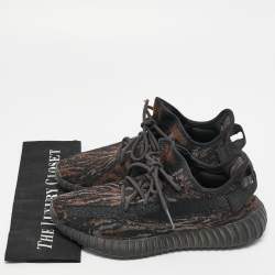 Pre Owned Yeezy  X Adidas Black/Brown Knit Fabric Boost 350 V2 -Mx-Rock Sneakers Size 42
