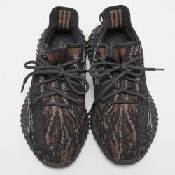 Pre Owned Yeezy  X Adidas Black/Brown Knit Fabric Boost 350 V2 -Mx-Rock Sneakers Size 42