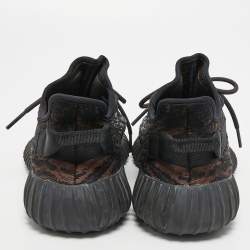 Pre Owned Yeezy  X Adidas Black/Brown Knit Fabric Boost 350 V2 -Mx-Rock Sneakers Size 42