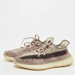 Pre Owned Yeezy X Adidas Beige/Cream Knit Fabric Boost 350 V2 Zyon Sneakers Size 42